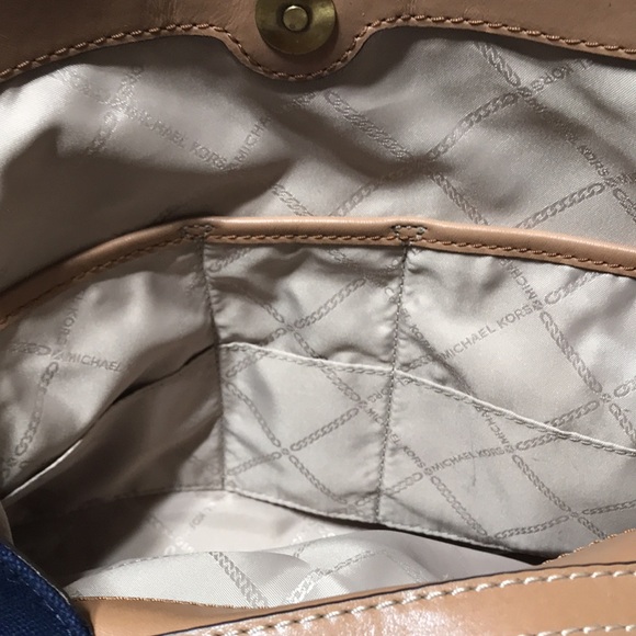 Michael kors canvas with leather trim triple compartments shoulder bag. - Picture 14 of 14